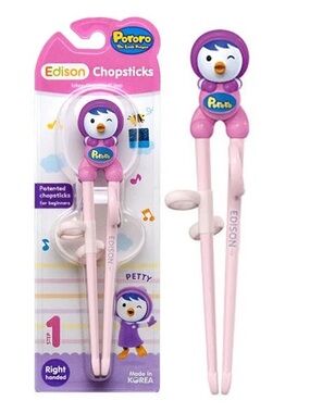 Edison Pororo Kids' Pink Training Chopsticks - Right Handed
